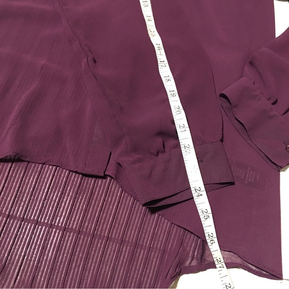 De Colores Long Sleeve Purple Sheer Top Collar Size L - Picture 6 of 7